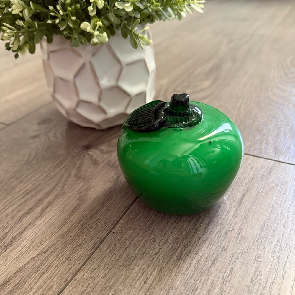 Vintage‎ MCM Hand Blown Green Apple Glass Fruit